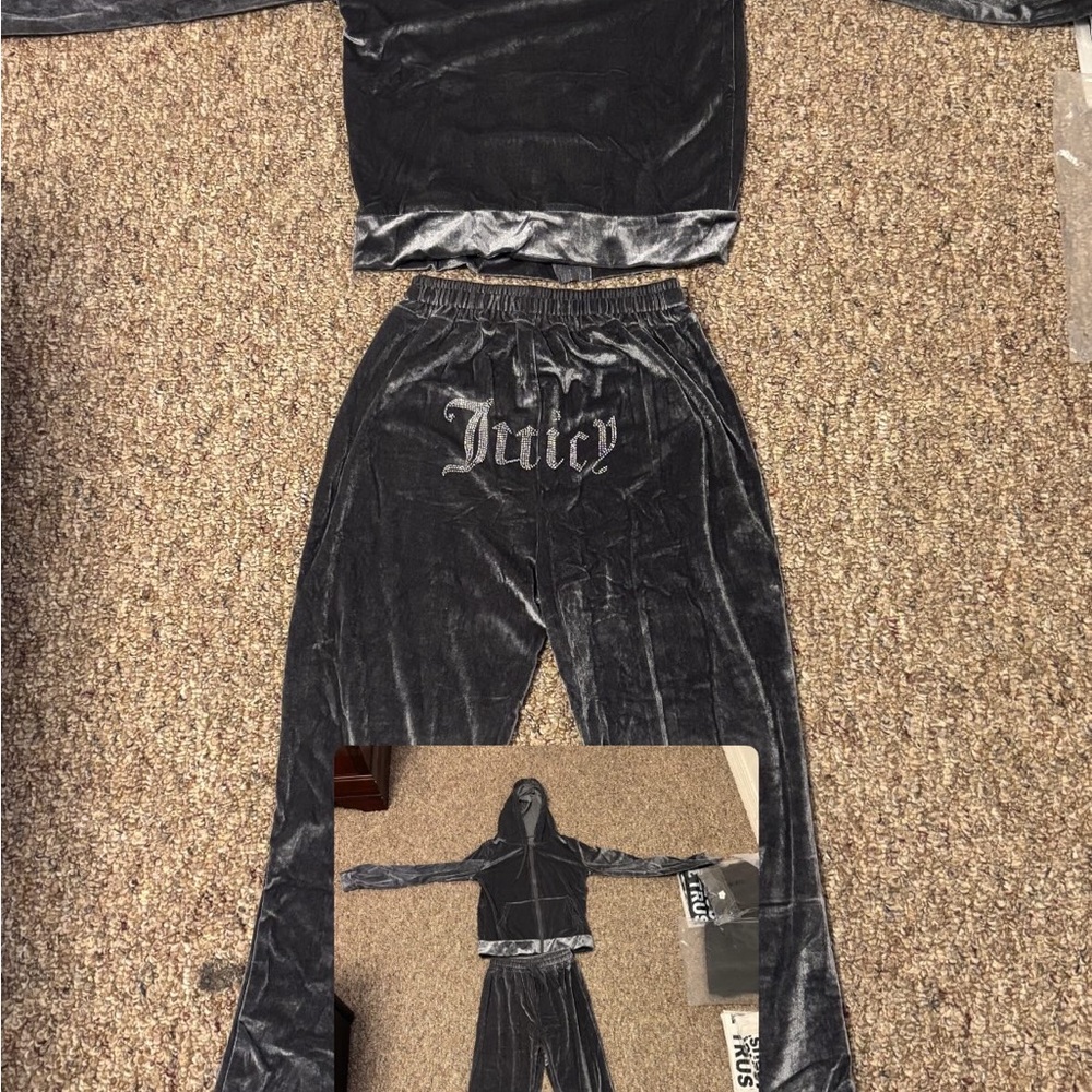Juicy Couture Charcoal Velour Set